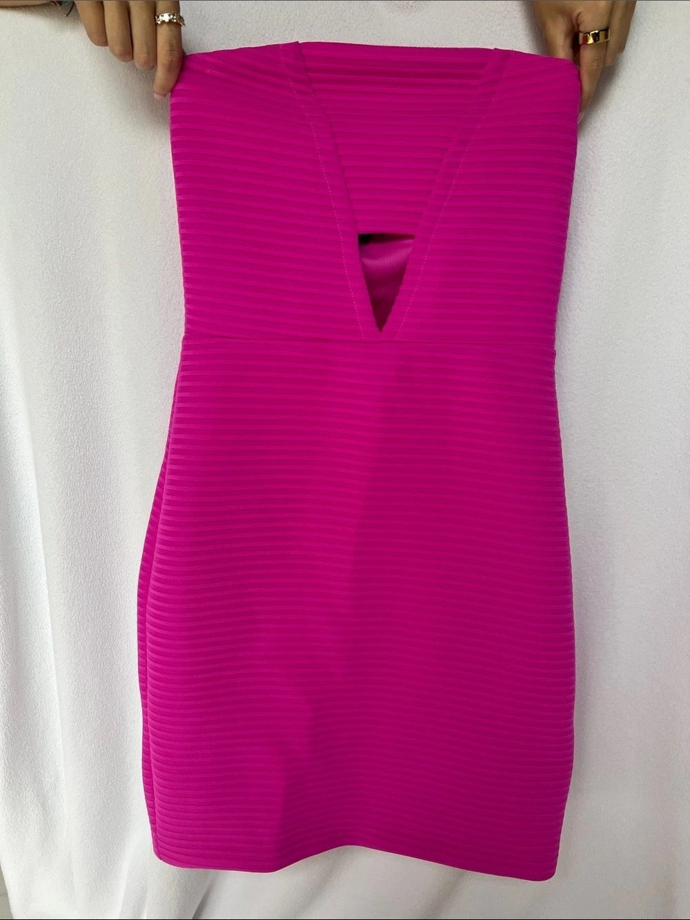 Express Strapless Ribbed Mini Dress with Cut Out Pink Size 2 Like New